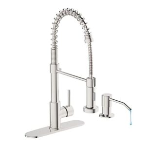 casavilla kitchen faucet set, commercial kitchen sink faucets with pull down sprayer and soap dispenser, stainless steel faucets for kitchen sinks, single handle spring kitchen faucets with deck plate