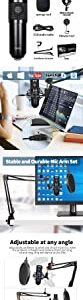 Podcast Microphone Professional 192KHz/24BIT USB Condenser Cardioid PC Mic, Recordings for YouTube, Streaming, Gaming, Recording Music, Voice Over, Studio/Home Recording