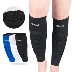 HOBRAVE 2PCS Soccer Shin Guards Padded Calf Compression Sleeves Supports for Shin Splint