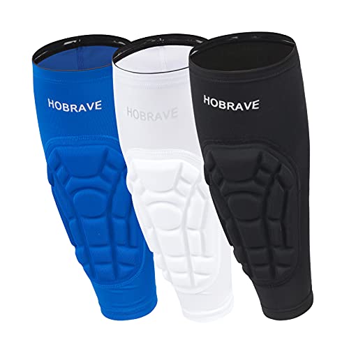 HOBRAVE 2PCS Soccer Shin Guards Padded Calf Compression Sleeves Supports for Shin Splint