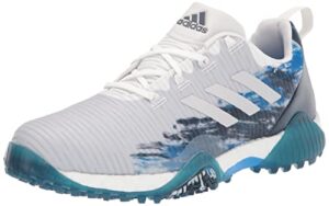 adidas men's codechaos spikeless golf shoes, footwear white/grey one/crew navy, 10