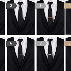 EvmAsaLQ 8Pcs Tie Clips for Men,Black Gold Blue Silver Tie Bar Clip Set for Regular,Tie Bar Clip is a Gift for Father,and Lover,Suitable for Wedding Business Gifts