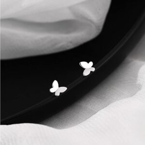 SLUYNZ 925 Sterling Silver Tiny Butterfly Earrings Studs for Women Teen Girls Tiny Studs Earrings (A-Silver)