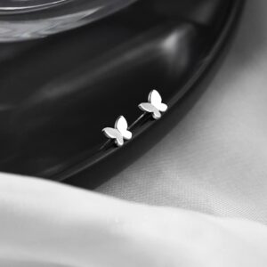 SLUYNZ 925 Sterling Silver Tiny Butterfly Earrings Studs for Women Teen Girls Tiny Studs Earrings (A-Silver)