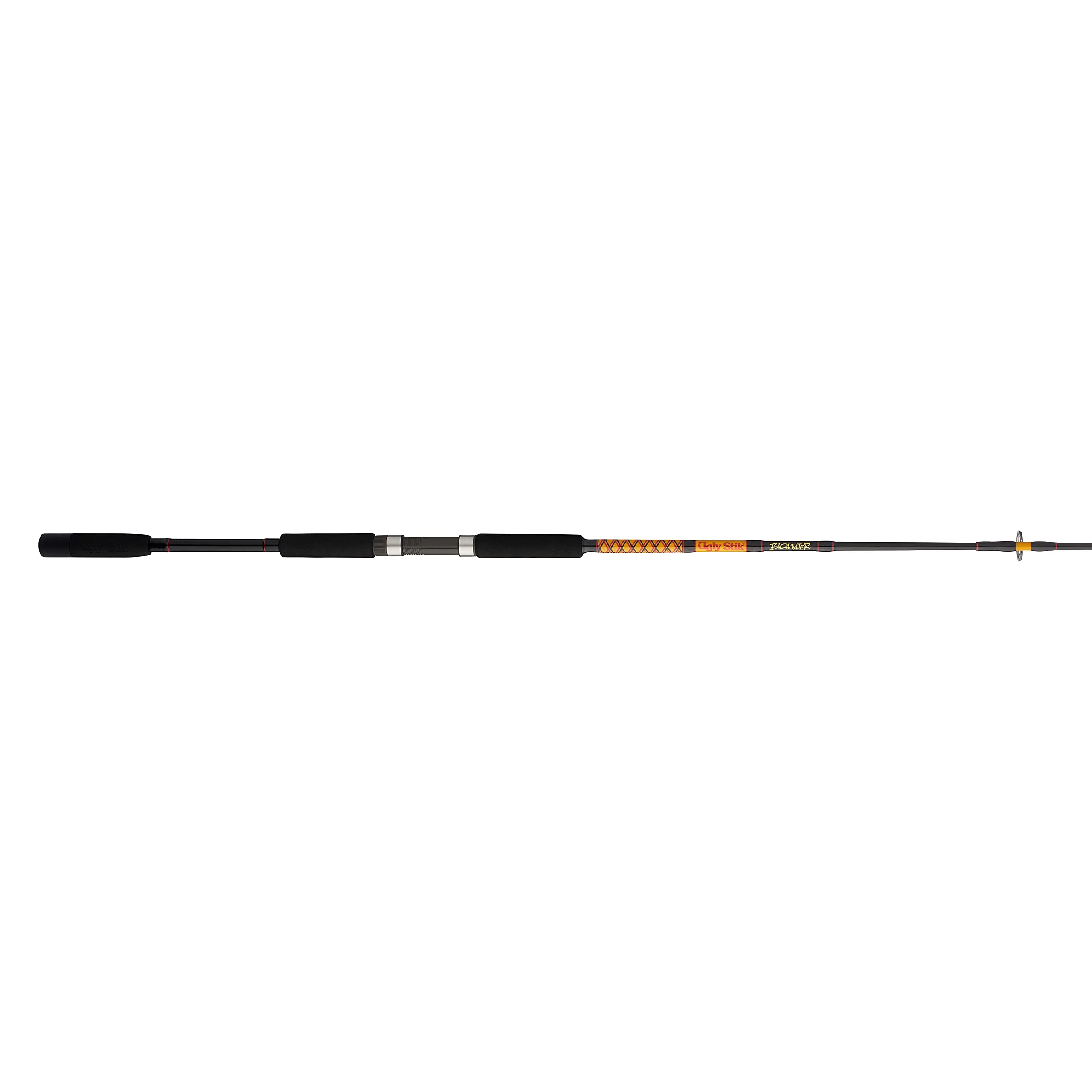 Ugly Stik Bigwater Spinning Fishing Rod,Black/Red/Yellow,9' - Medium Heavy - 15-30lb - 2pc