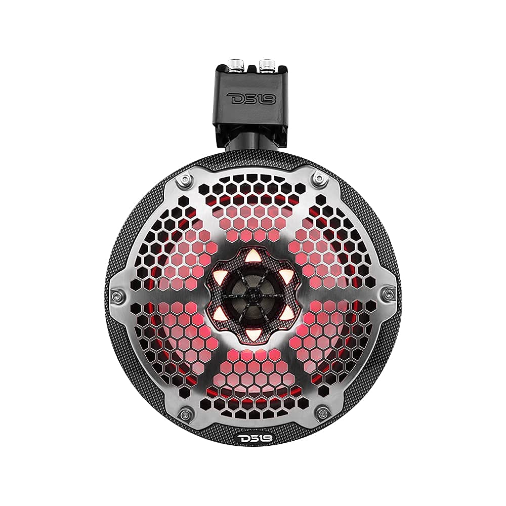 DS18 Hydro CF-X8TP 8" Marine Towers with Integrated RGB LED Lights - High Performance, Marine Grade IP65 Rated, UV Stable, 375 W Max 125 W RMS 4 Ohms (Pair)