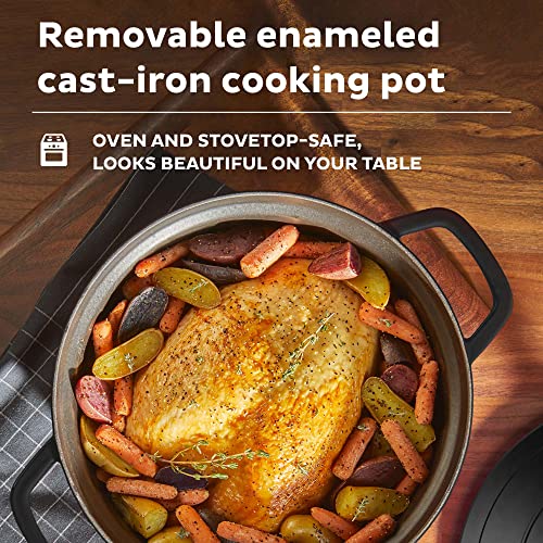 Instant Electric Round Dutch Oven, 6-Quart 1500W, From the Makers of Instant Pot, 5-in-1: Braise, Slow Cook, Sear/Sauté, Cooking Pan, Food Warmer, Enameled Cast Iron, Included Recipe Book, Black