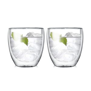 COLOCUP Double-Wall Insulated Glasses, Clear, 8 Ounces Each, Insulated Glass Coffee Set of 2