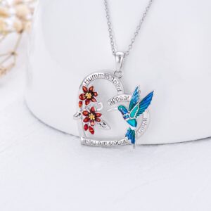 LONAGO Hummingbird Necklace Hummingbird Heart Pendant Necklace 925 Sterling Silver Hummingbirds Necklaces Gifts for Women