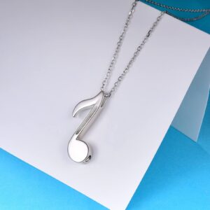 YLT 925 Sterling Silve Musical Note Urn Pendant Memorial Necklace for Ashes Clef Musical Note Jewelry Gifts for Music Lover for Women Men