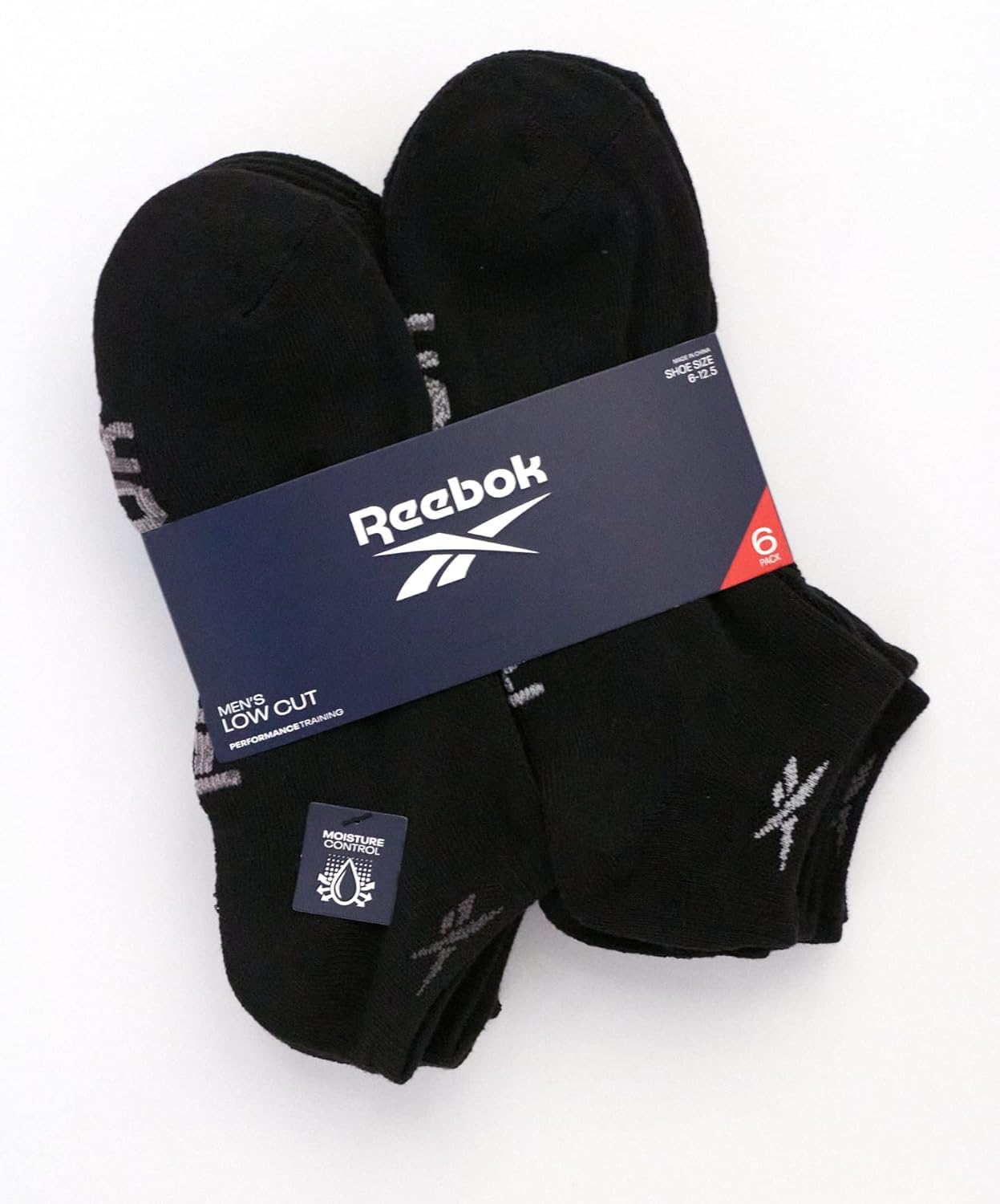 Reebok Men’s Low Cut Socks – 6 Pack Basic Cushion Low Cut No Show Socks for Men - Men's Athletic Socks (Size: 6-12.5), Size 6-12.5, Classic Black