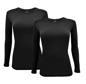 natural uniforms women's long sleeve tee shirt underscrub-2-pack (small, 2 pack black)