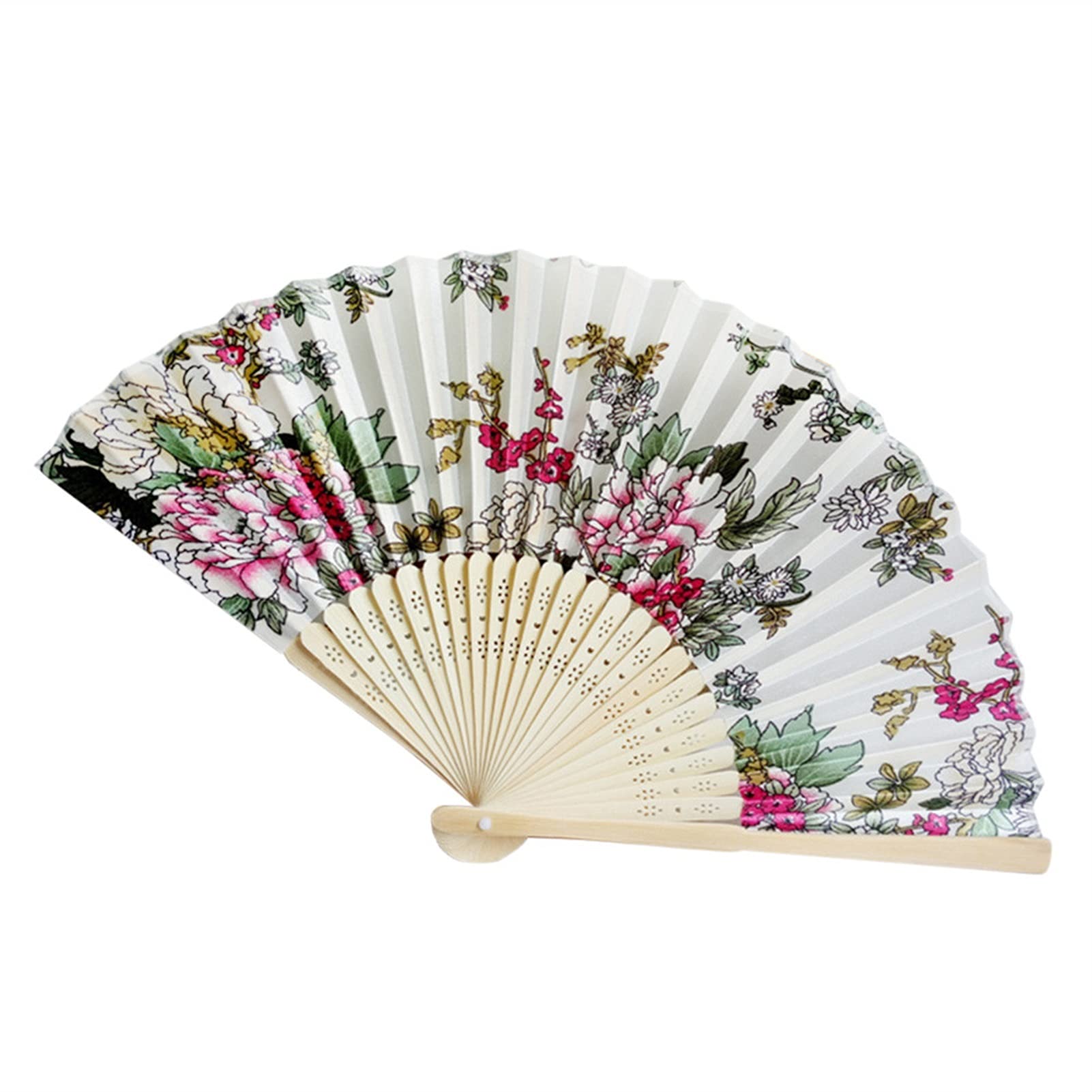 Fan Summer Vintage Bamboo Folding Hand Held Flower Fan Chinese Dance Party Pocket Gifts Wedding Ornaments Fan Craft Gift 2021 Hand Fan (Color : A)