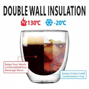 COLOCUP Double-Wall Insulated Glasses, Clear, 8 Ounces Each, Insulated Glass Coffee Set of 2