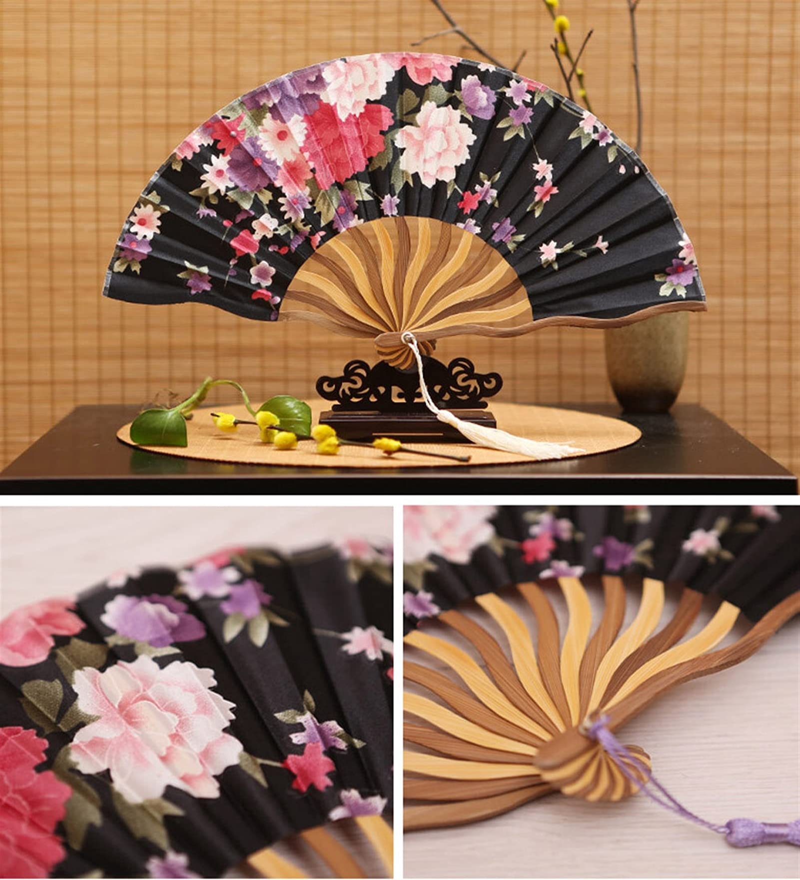 Fan Chinese Style Hand Held Fan Bamboo Paper Folding Fan Party Wedding Decor Vintage Chinese Fans Paper Home Bamboo Gifts Hand Fan (Color : D)