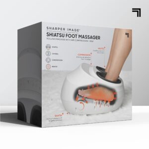 Sharper Image Shiatsu Foot Massager Rolling Massage with Air Compression, Relax Tired & Sore Toes with Heat Therapy, Adjustable Massage Levels, Fits up to Men’s 12/Women’s 14, Holiday Gift