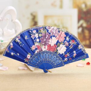 DUO ER Folding Fan Vintage Chinese Style Hand Held Fans Lace Silk Folding Fans Handheld Folded Fan for Church Party Dance Wedding Gift (Color : Hot Pink)