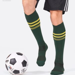 CS CELERSPORT 2 Pack Soccer Socks for Youth Kids, Men and Women Sport Softball Socks with Cushion, Green, Large