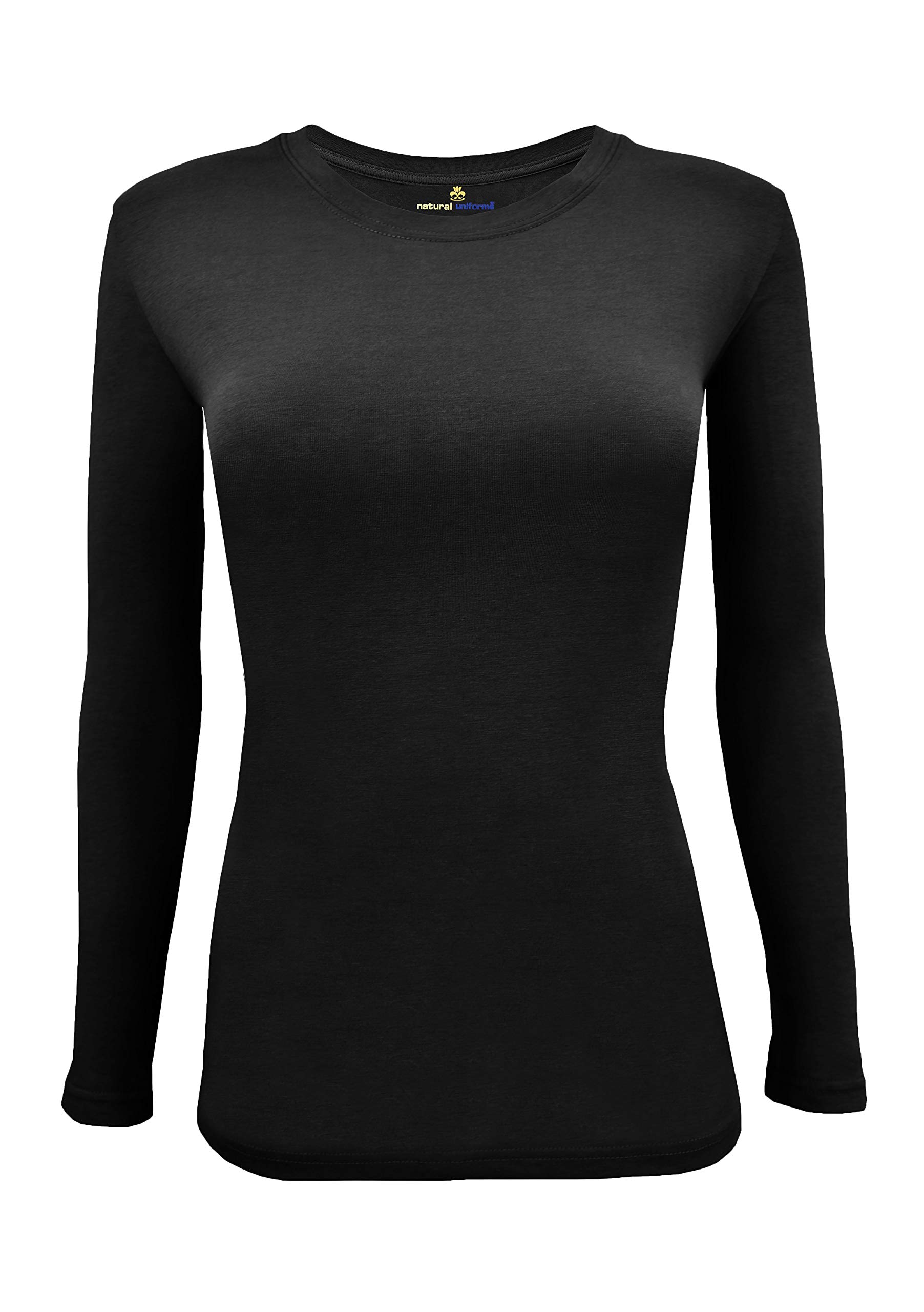 Natural Uniforms Women's Long Sleeve Tee Shirt Underscrub-2-Pack (Small, 2 Pack Black)