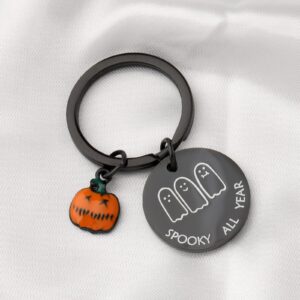 ENSIANTH Halloween Ghost Keychain Spooky All Year Keychain Thanksgiving gift Pumpkin Keychain Trick or Treat Gift (Halloween Key Black)