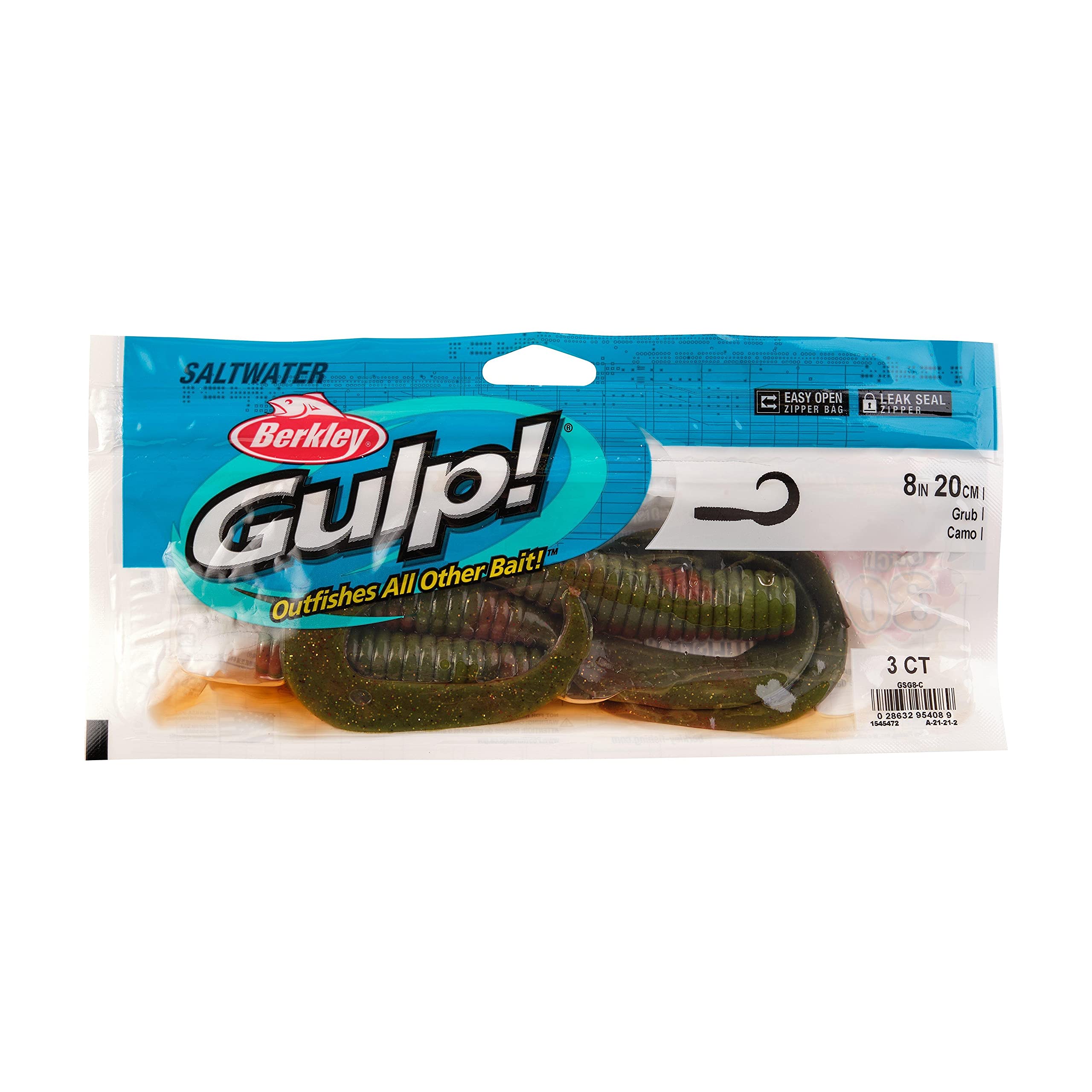 Berkley Gulp! Grub Fishing Soft Bait, Camo, 8- Inch