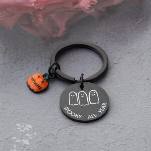 ENSIANTH Halloween Ghost Keychain Spooky All Year Keychain Thanksgiving gift Pumpkin Keychain Trick or Treat Gift (Halloween Key Black)