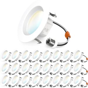 sunco 24 pack 4 inch led can lights retrofit recessed lighting, selectable 2700k/3000k/3500k/4000k/5000k dimmable, baffle trim, 11w=40w, 660 lm, replacement conversion kit, ul