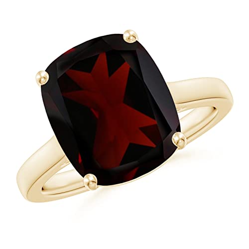 Angara Natural Garnet Solitaire Ring for Women in 14K Yellow Gold (Grade-A | Size-12x10mm) | January Birthstone Jewelry Gift for Her | Birthday | Wedding | Anniversary | Engagement