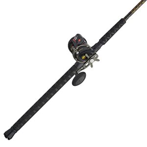 penn squall ii level wind conventional reel and fishing rod combo, black/gold