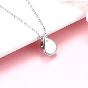 ZLILIJAN 925 Sterling Silver Urn Cremation Ashes Memorial Keepsake Teardrop Eternity Memorial Pendant Mom Dad Jewelry for Women (Ashes Teardrop Pendant)