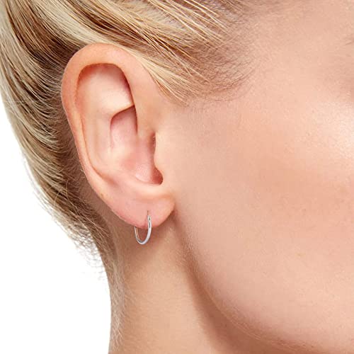 LANE WOODS 3 Pairs Sterling Silver Hoop Stud Earrings Sets for Women: Hypoallergenic Small Tiny Ball Stud CZ Dainty Endless Sterling Silver Huggie Hoops Earrings Piecing Jewelry for Women Sensitive Ears