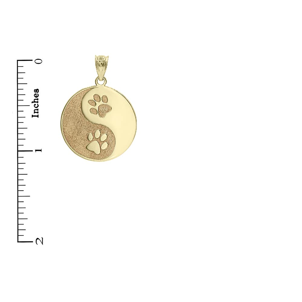 Certified 14k Yellow Gold Personalized Name Yin Yang Tai Chi Cute Puppy Paw Print Pendant