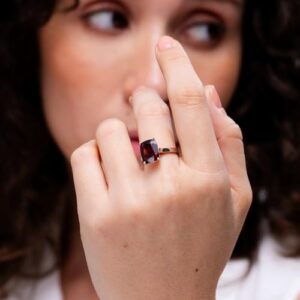 Angara Natural Garnet Solitaire Ring for Women in 14K Yellow Gold (Grade-A | Size-12x10mm) | January Birthstone Jewelry Gift for Her | Birthday | Wedding | Anniversary | Engagement