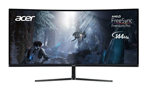 Acer EI342CKR Pbmiippx 34" 1500R 21:9 Curved QHD (3440 x 1440) Zero-Frame Gaming Monitor | AMD FreeSync Premium Pro | Up to 144Hz | 1ms VRB | HDR 400 | 93% DCI-P3 (2 x Display Ports & 2 x HDMI Ports)