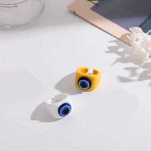 4/8pcs Retro Trendy Y2K Style Acrylic Resin Rings Set Handmade Cute Colorful Candy Finger Rings for Women Teen Girls-Evil Eye