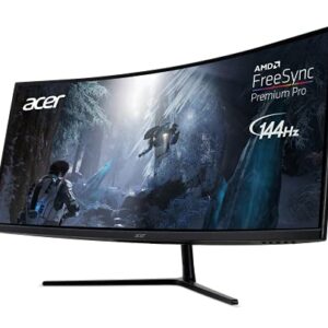 Acer EI342CKR Pbmiippx 34" 1500R 21:9 Curved QHD (3440 x 1440) Zero-Frame Gaming Monitor | AMD FreeSync Premium Pro | Up to 144Hz | 1ms VRB | HDR 400 | 93% DCI-P3 (2 x Display Ports & 2 x HDMI Ports)