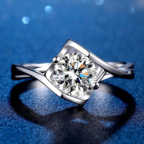 StarGems 1ct Moissanite 925 Sterling Silver Platinum Plated Hollow-out Heart Setting Romantic Two Prong Ring B4438-1ct-8