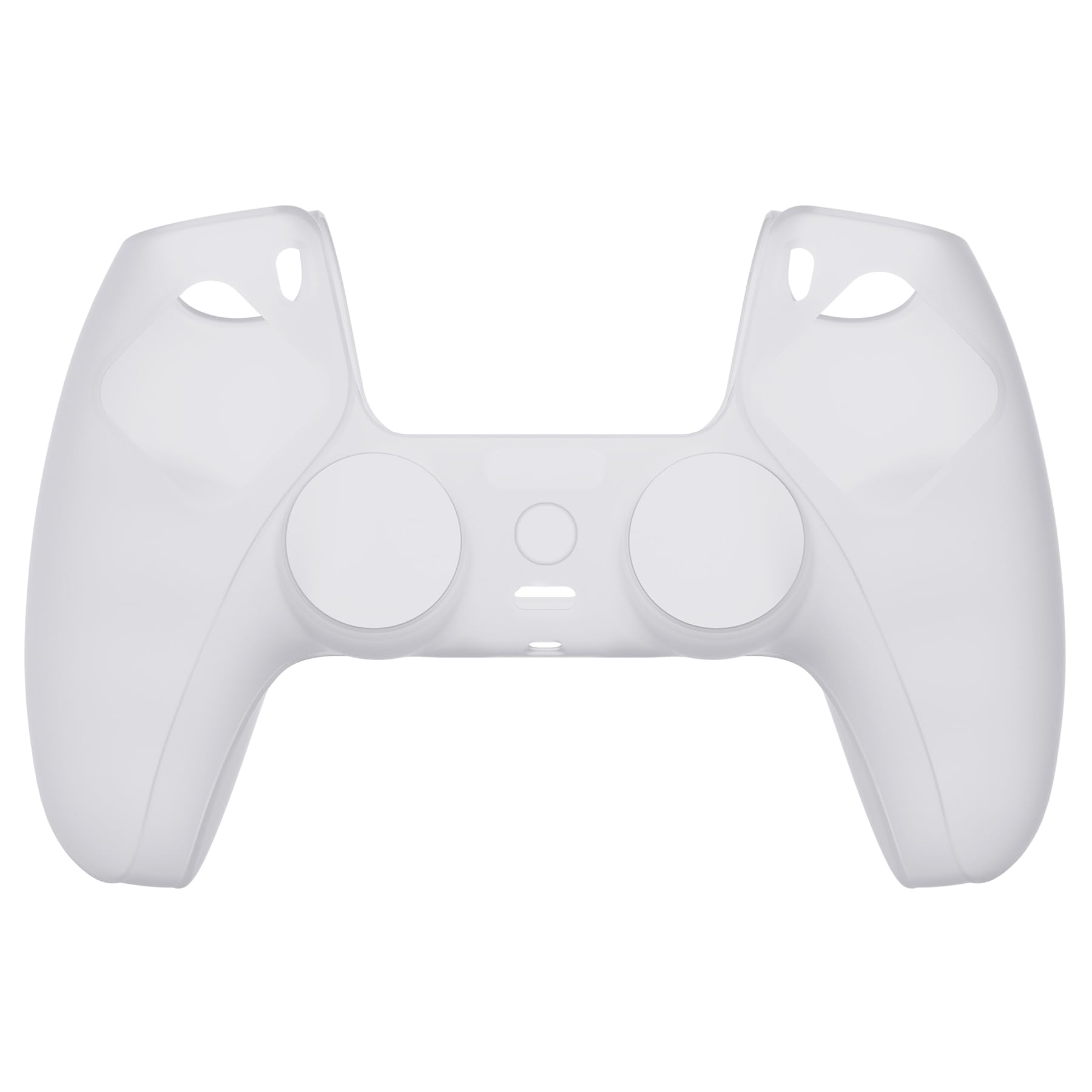 PlayVital Transparent Clear White Pure Series Anti-Slip Silicone Cover Skin for ps5 Controller, Soft Rubber Case for ps5 Wireless Controller with Clear White Thumb Grip Caps