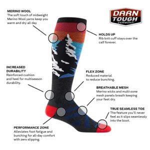 Darn Tough Men's Vermont Solstice OTC Lightweight Ski and Snowboard Sock (Style 8014) - Midnight, Large