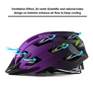 Adult Bike Helmets, Adjustable Mens Womens Bicycle Helmet, Lightweight Road Mountain Cycling Safety Sports Helmets with Detachable Visor Purple