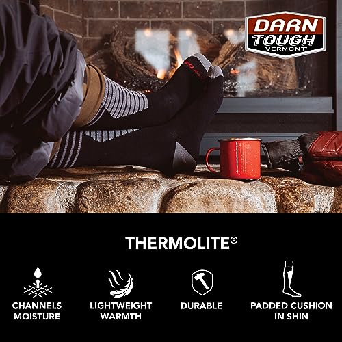 Darn Tough 8020-C-1001-05 Edge Thermolite OTC Midweight with Cushion w/Padded Shin Black Large