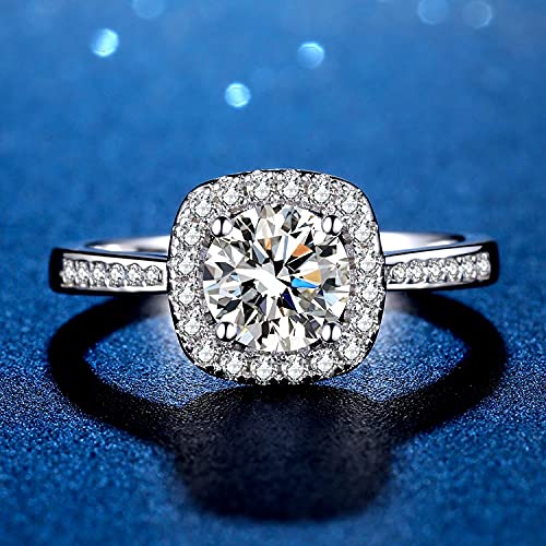 StarGems 1ct Moissanite 925 Sterling Silver Platinum Plated Zirconia Bezeled Vintage Four Prong Ring B4447-2ct-8