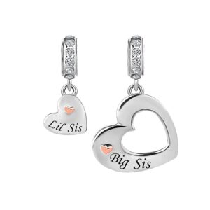 tgls women heart love big sister little sister charms 2 pcs dangle bead compatible with pandora charms bracelets