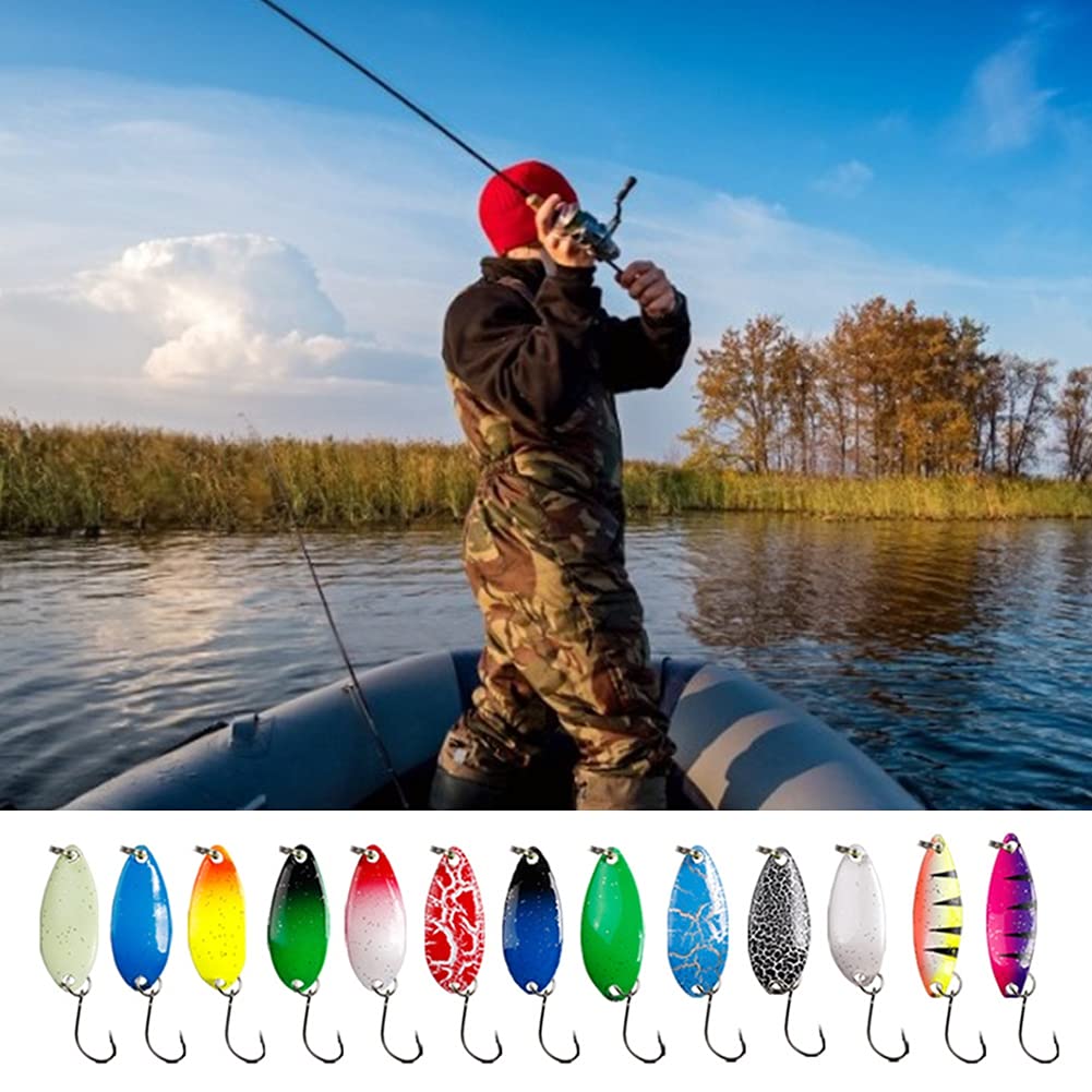 Ochine Fishing Lures Set Baits Tackle Set for Trout Bass Pike Crappie Walleye, Saltwater Freshwater Fishing Spoon Lure Kit Metal Baits Hard Baits Single Sharp Hook with Tackle Box (5/12/43 Pcs)