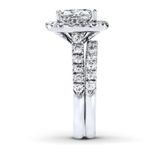 Bridal Set 3-1/3 CT Radiant Cut Moissanite Engagement Rings for Women 18k White Gold Size 8.5 Free Engraving