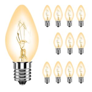 Night Light Bulb 4 Watt C7 Clear for Plug in Night Light Window Candle String Light Christmas Village as Replacement Bulb E12 Candelabra Base Soft White 120 Volt Pack of 12