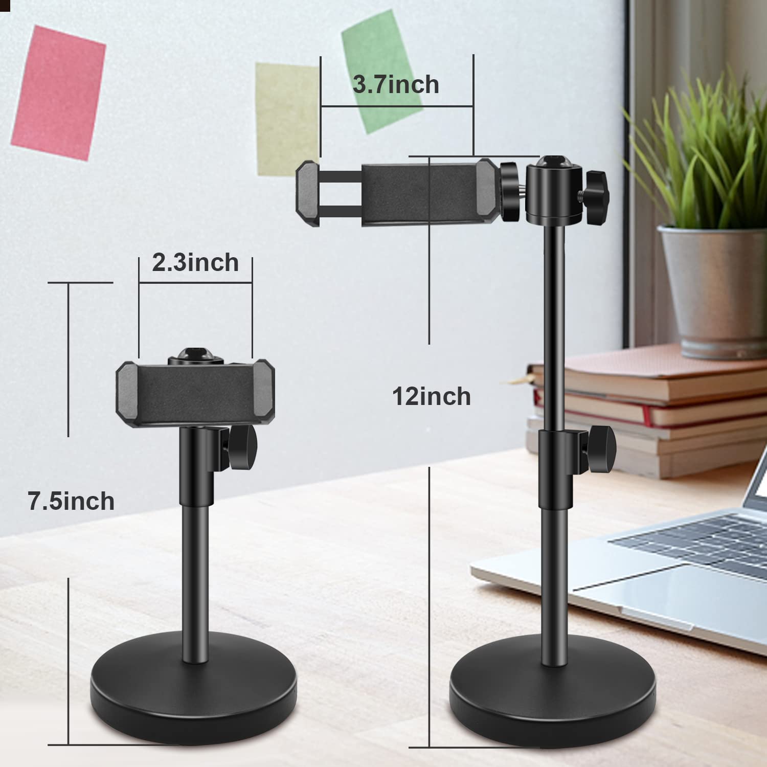 Boseen Phone Stand, Adjustable Cell Phone Stand for Desk, Angle Phone Stand for Recording with Phone Clip, Compatible with iPhone 14/13/12 Pro, Samsung Galaxy S22 and Other Cell Phones and Webcams