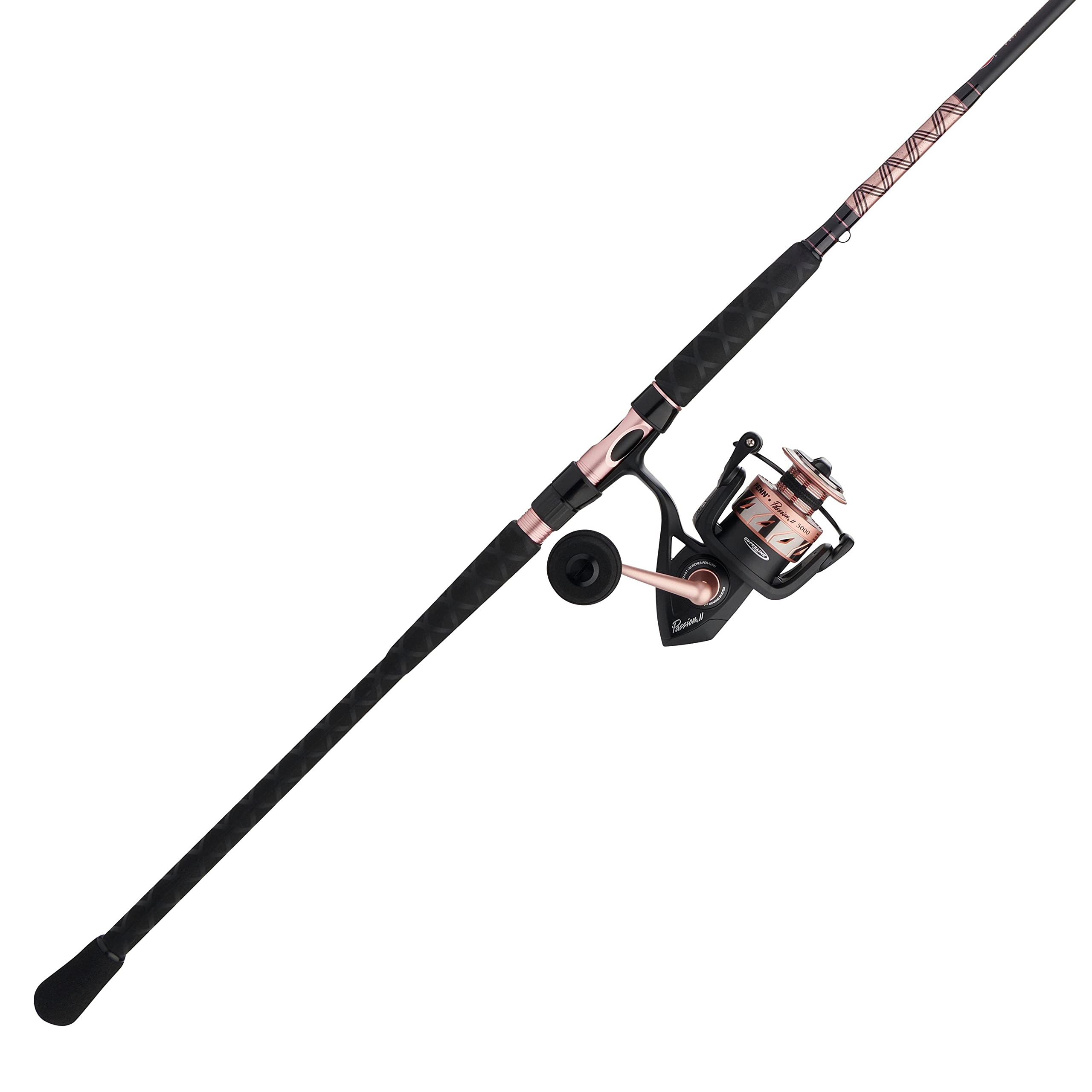 PENN Passion II Spinning Reel and Fishing Rod Combo, Black/Rose Gold, 5000 Size Reel - 7' - Medium Heavy - 1pc