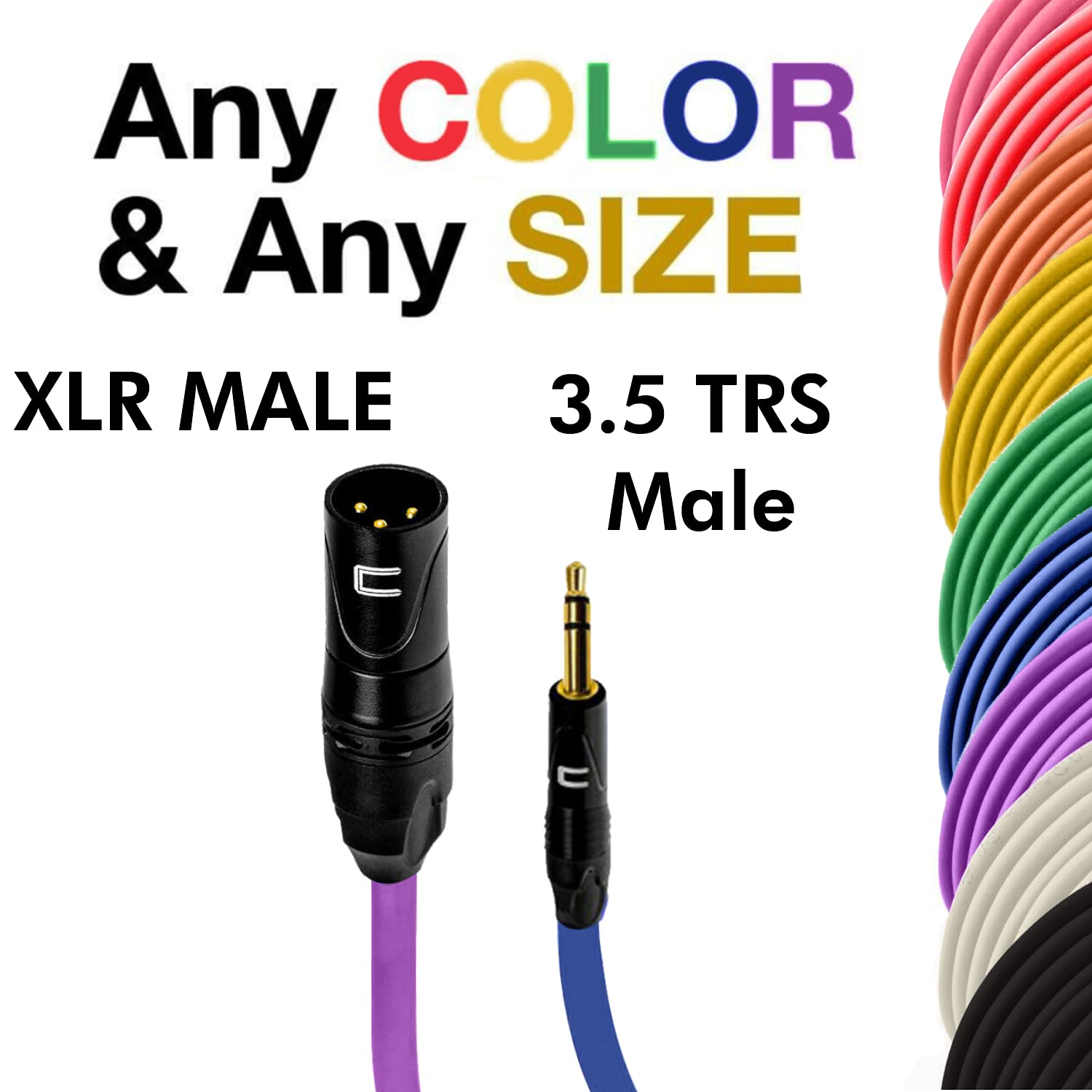 Balanced XLR Cable Male to 3.5mm TRS - 75 Feet Green - Pro 3-Pin Microphone Connector for Powered Speakers, Audio Interface or Mixer for Live Performance & Recording