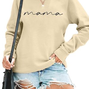 ASTANFY Mama Shirts Women Mama Letter Printed T-Shirt Mama Graphic Tee Casual Short Sleeve Tops Tee (Yellow, XX - Large)